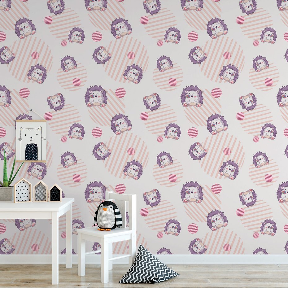 Tapeta - dziecięca, jeże, kropki,