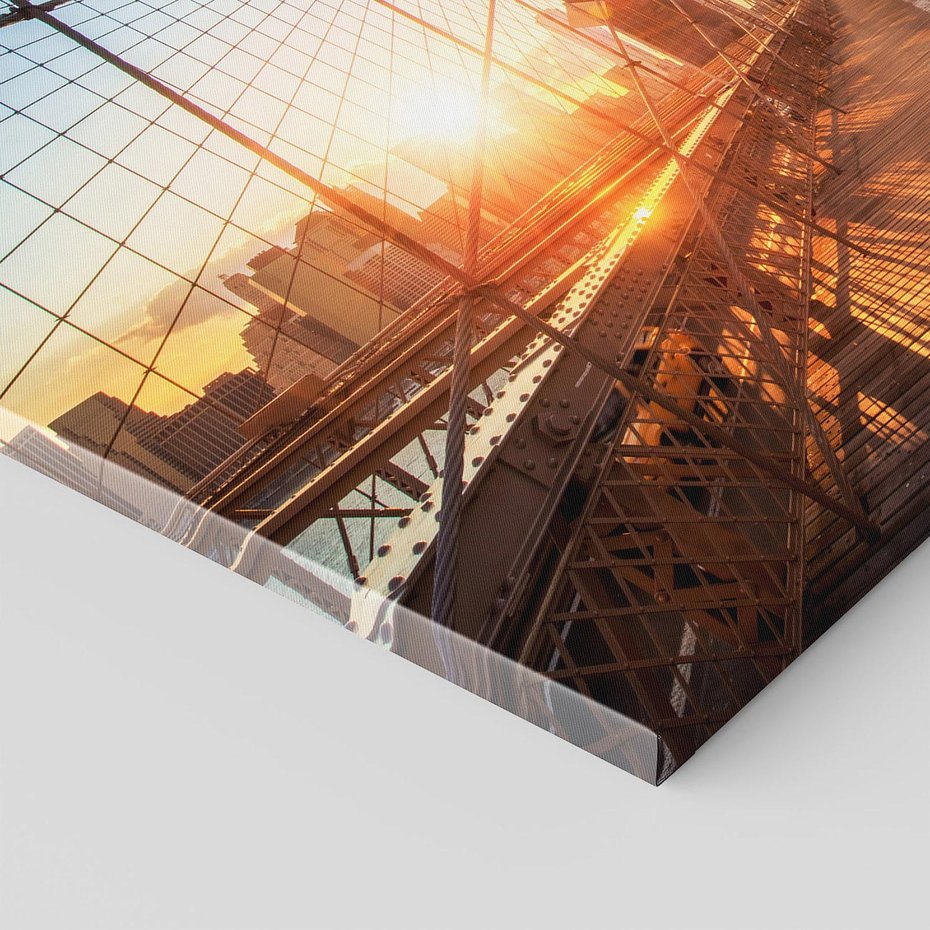 Obraz na płótnie - most, miasto, zachód słońca