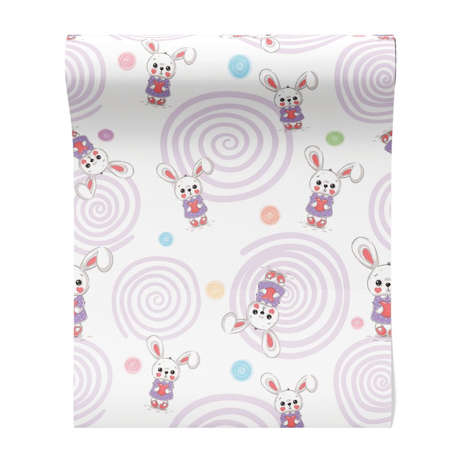 Tapeta - dziecięca, króliki, serca,