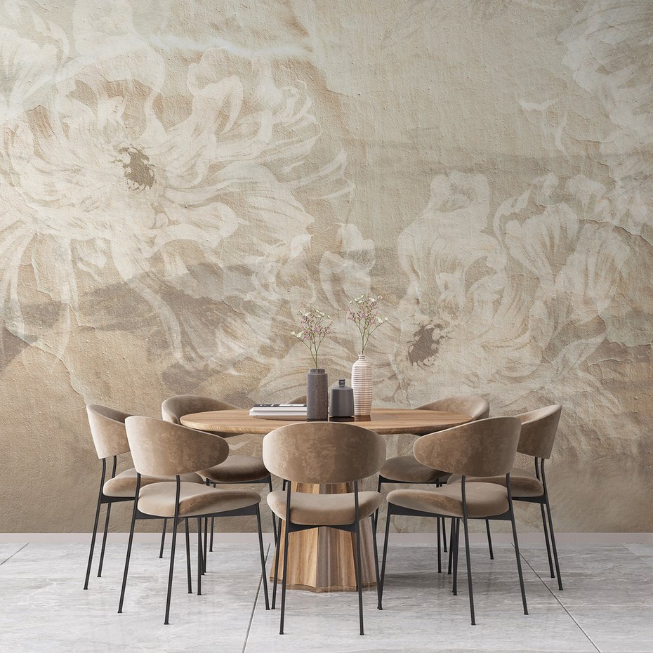 Fototapeta - loft, kwiaty, mural