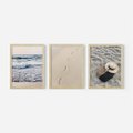Zestaw obrazy w ramie, plakaty - plaża, morze, piasek - rama drewno