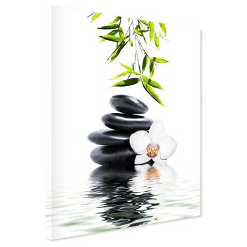 Obraz na płótnie - kamienie, kwiat, woda