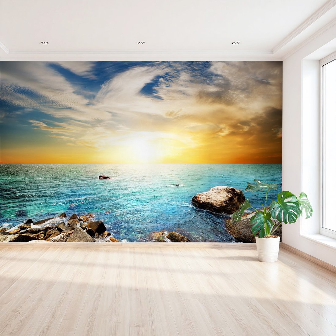 Fototapeta - morze, skały, słońce