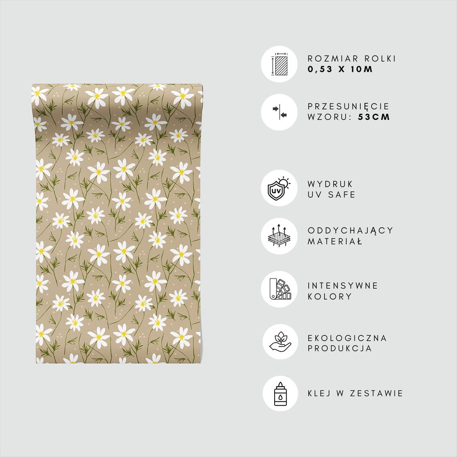 Tapeta - kwiaty, łodygi, kropki