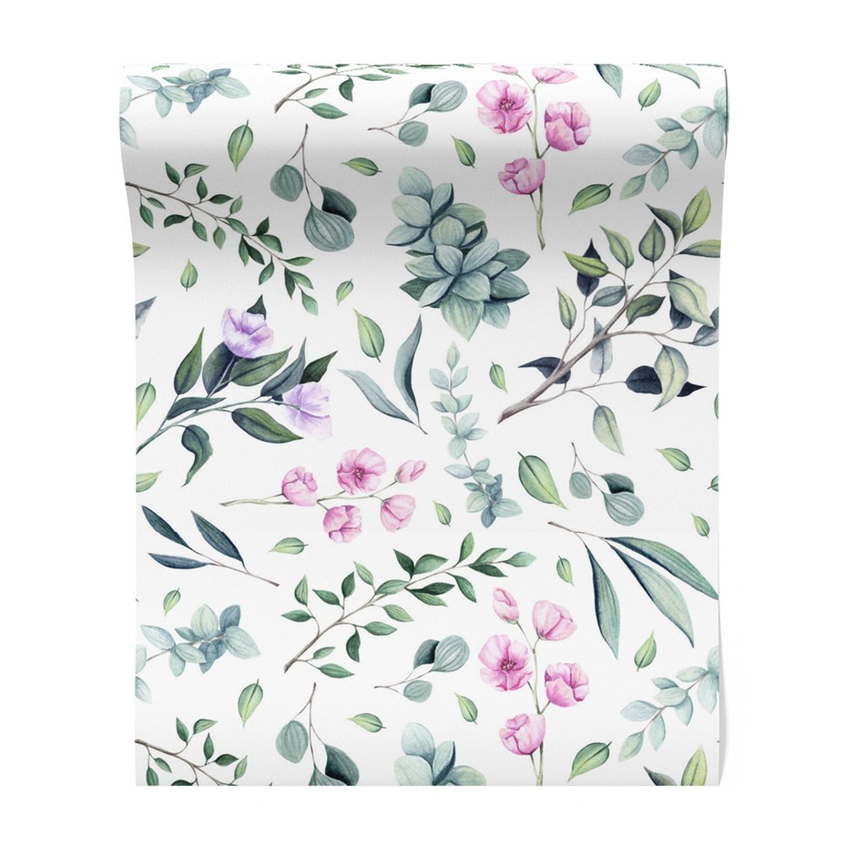 Tapeta - kwiaty, liście, gałęzie