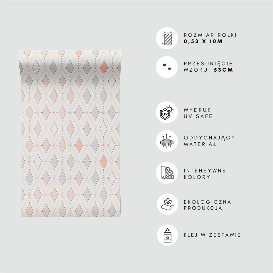 Tapeta - romby, kropki, linie