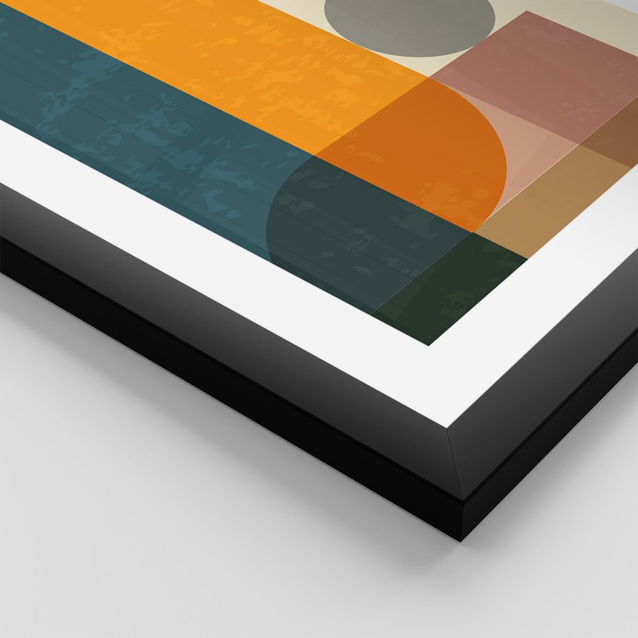 Zestaw obrazy w ramie, plakaty - geometryczne, abstrakcja, minimalizm - rama czarna