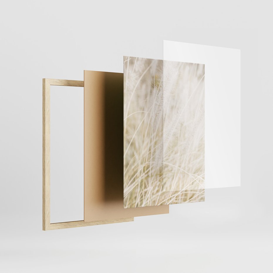 Zestaw obrazy w ramie, plakaty - trawa, natura, lekkość - rama drewno
