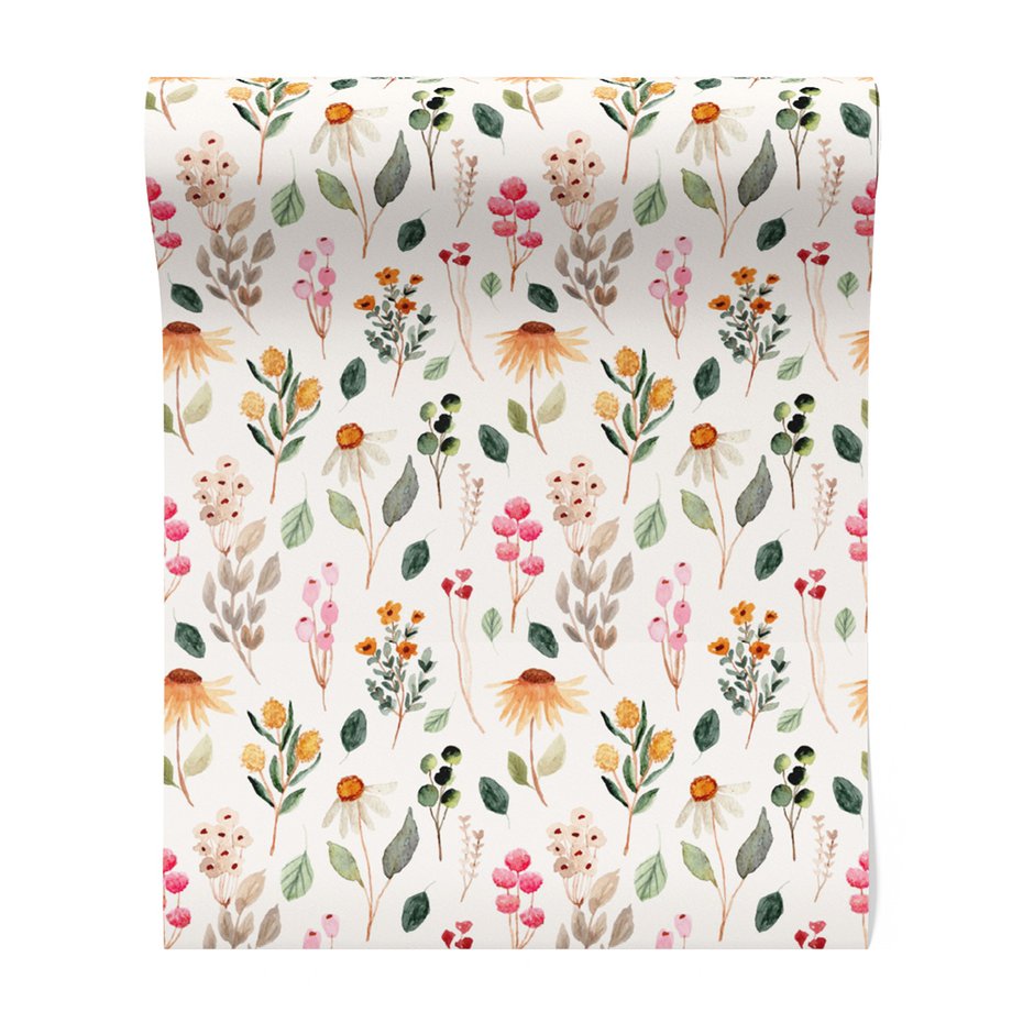 Tapeta - kwiaty, liście, wzór