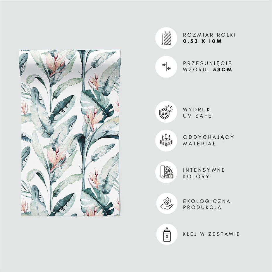 Tapeta - liście, kwiaty, akwarela