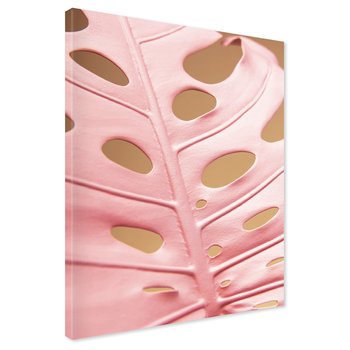 Obraz na płótnie - liść, różowy, monstera