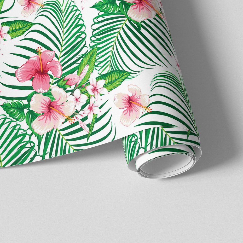 Tapeta - kwiaty, liście, hibiskus