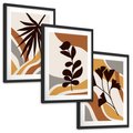 Zestaw obrazy w ramie, plakaty - liście, abstrakcja, rośliny - rama czarna
