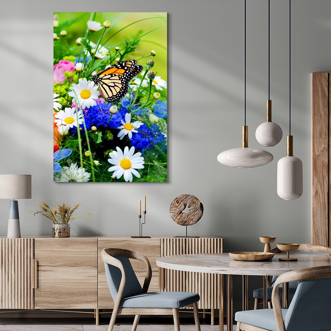 Obraz na płótnie - motyl, kwiaty, natura