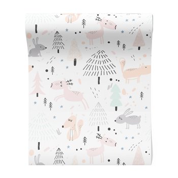 Tapeta - dziecięca, lisy, jelenie, drzewa