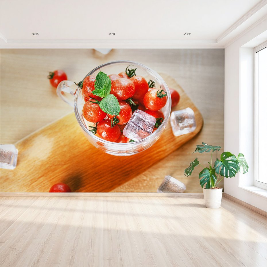 Fototapeta - pomidory, lód, mięta