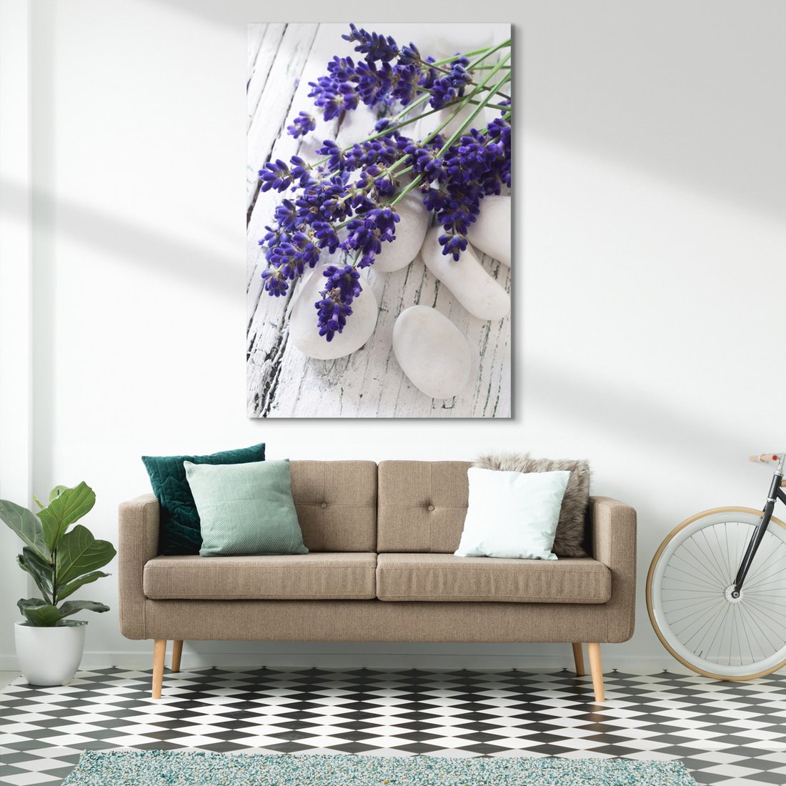 Obraz na płótnie - lawenda, kamienie, kwiaty