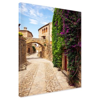 Obraz na płótnie - uliczka, kwiaty, kamień