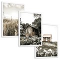 Zestaw obrazy w ramie, plakaty - wieś, natura, budynki - rama biała