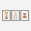 Zestaw obrazy w ramie, plakaty - abstrakcja, boho, minimalizm - rama czarna