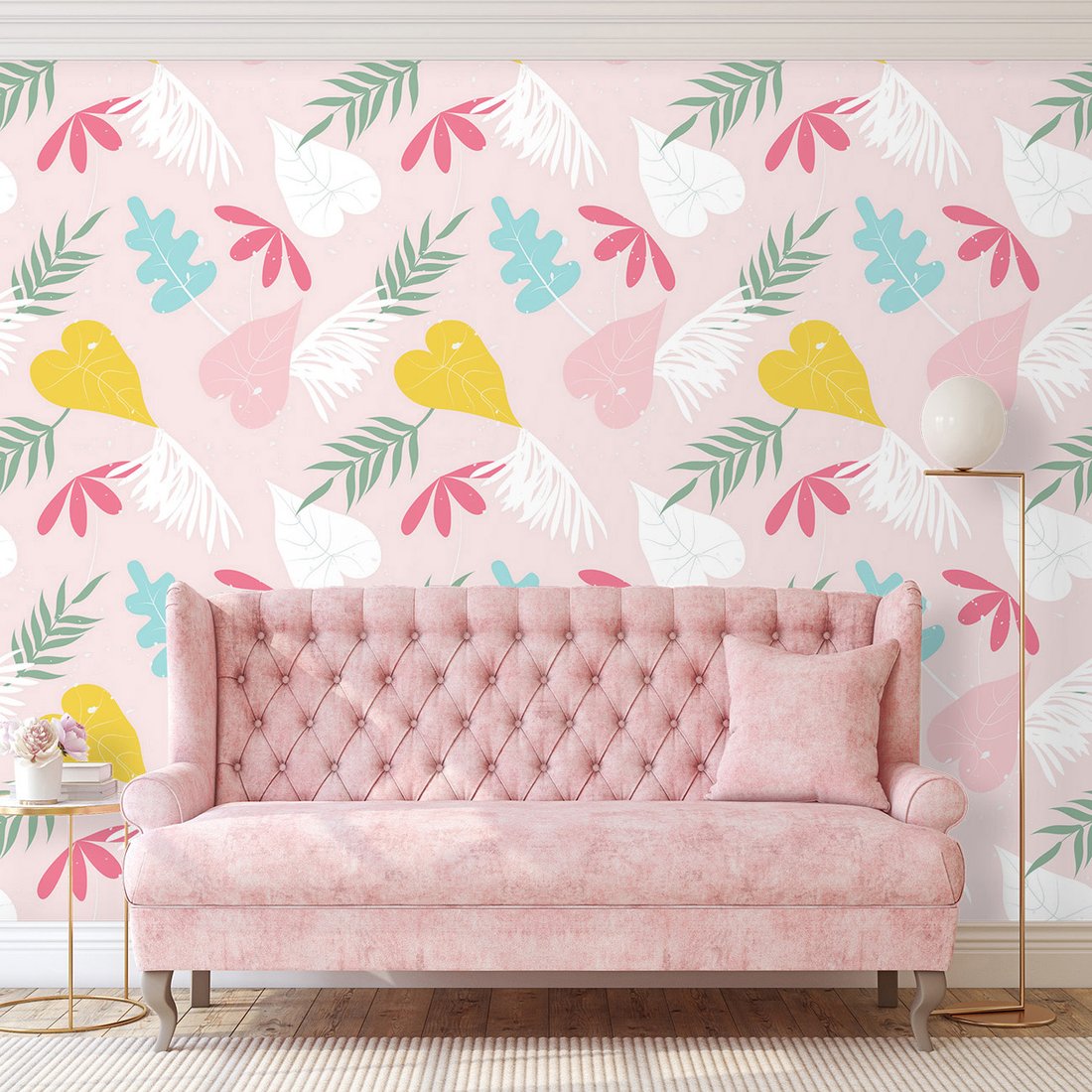 Tapeta - liście, kwiaty, tło