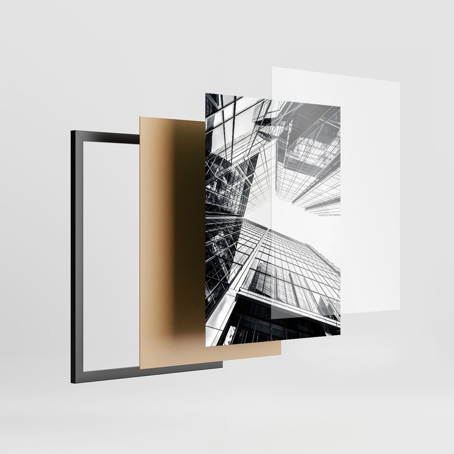 Zestaw obrazy w ramie, plakaty - architektura, budynki, miejski - rama czarna