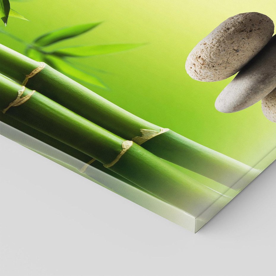 Obraz na płótnie - bambus, kamienie, kwiaty