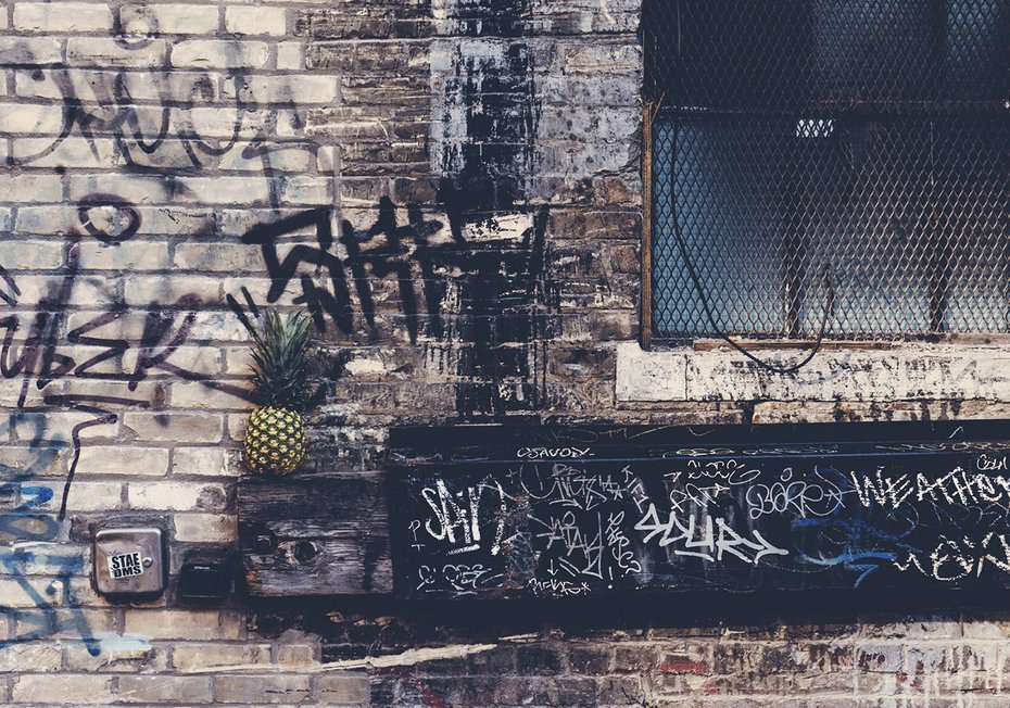 Fototapeta - graffiti, ściana, ananas