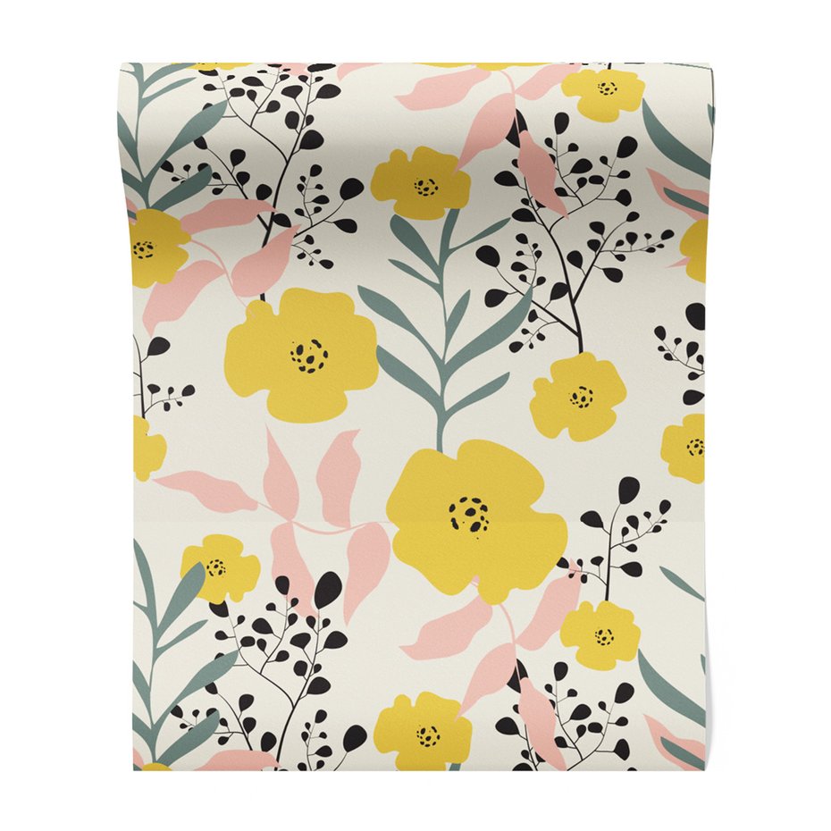 Tapeta - kwiaty, liście, gałązki