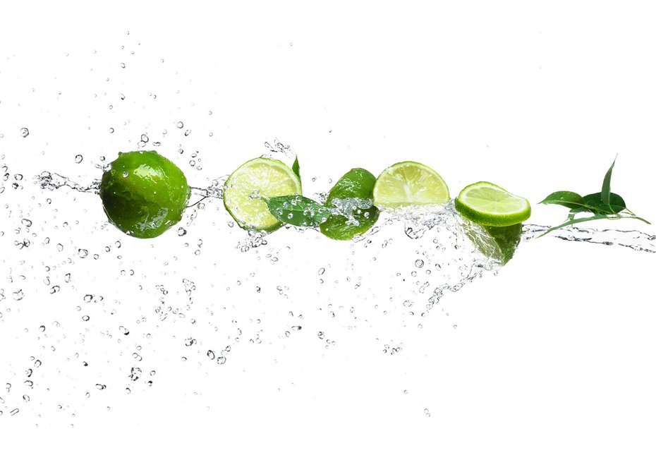 Fototapeta - limonki, woda, świeżość