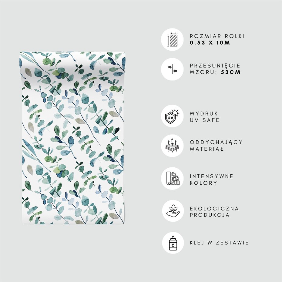 Tapeta - liście, gałązki, akwarela