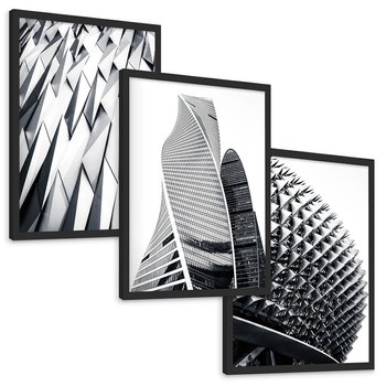 Zestaw obrazy w ramie, plakaty - architektura, budynki, nowoczesność - rama czarna