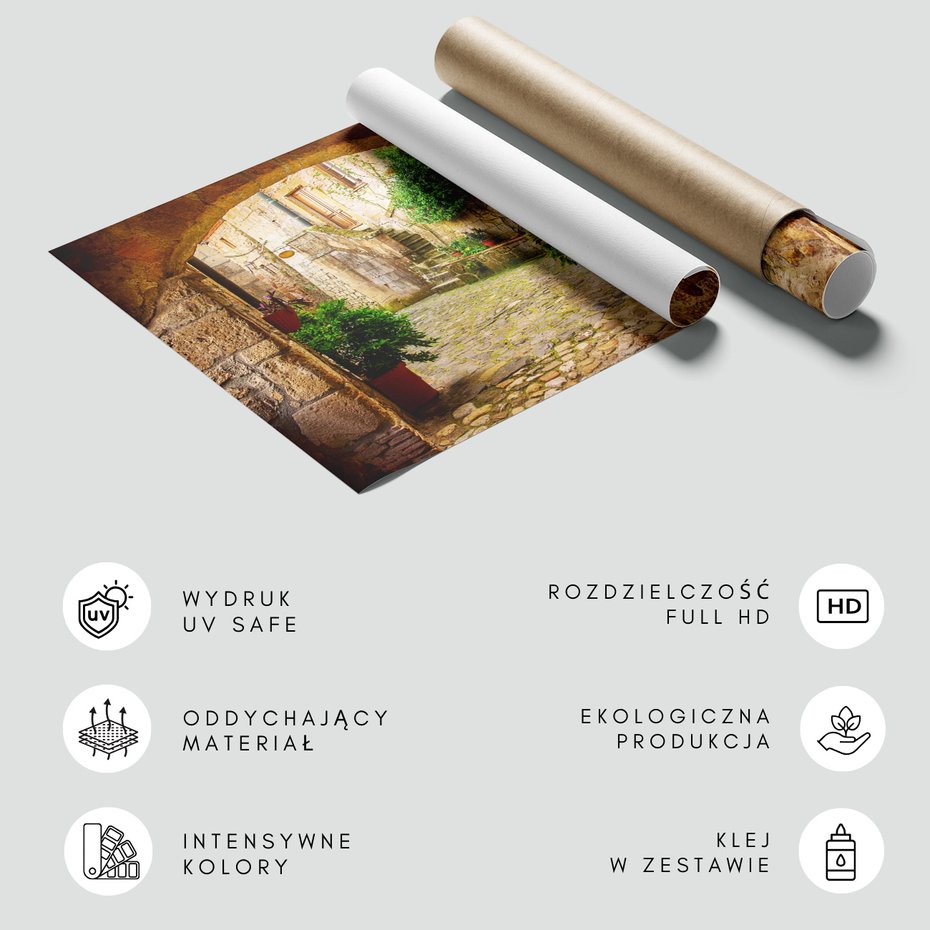 Fototapeta - uliczka, kamień, rośliny