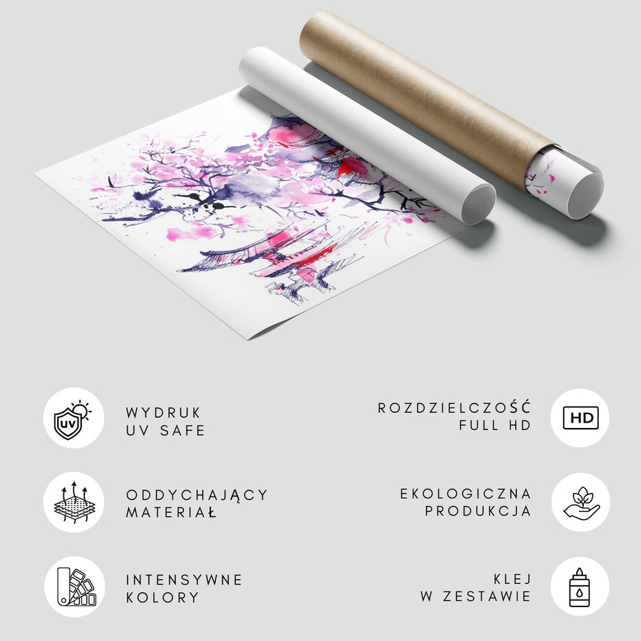 Fototapeta - pagoda, kwiaty, azjatyckie