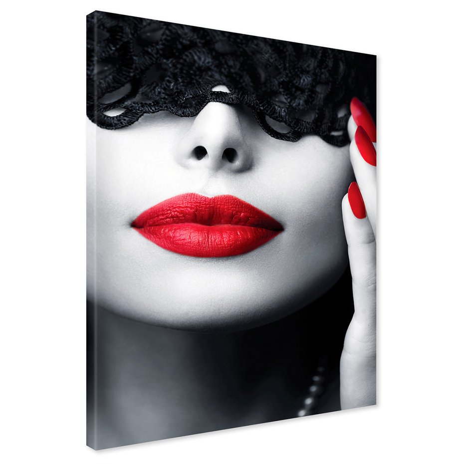 Obraz na płótnie - kobieta, usta, maska