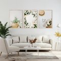 Zestaw obrazy w ramie, plakaty - kwiaty, liście, eukaliptus - rama drewno