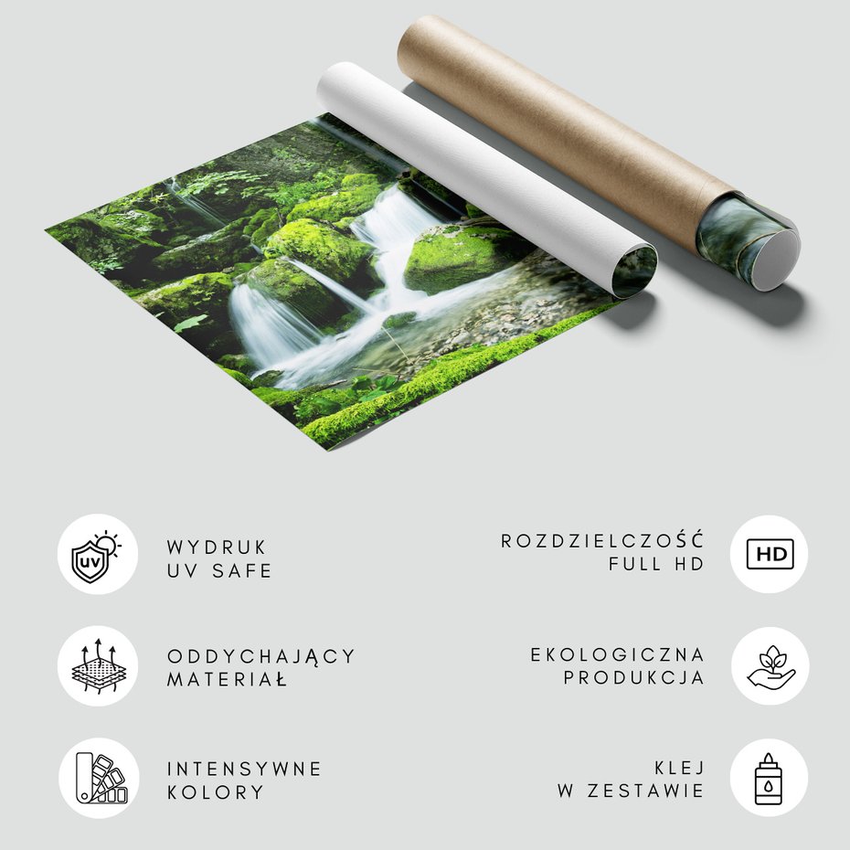 Fototapeta - wodospad, mech, natura