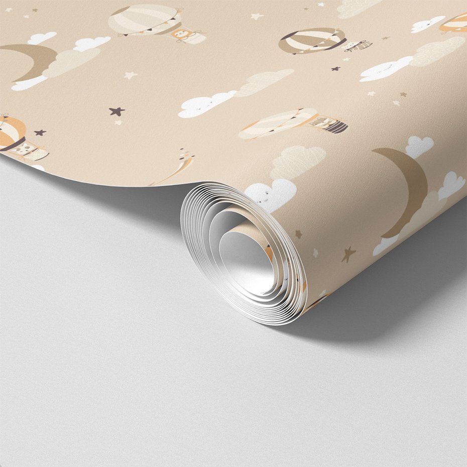 Tapeta - dziecięca, balony, chmury, gwiazdy