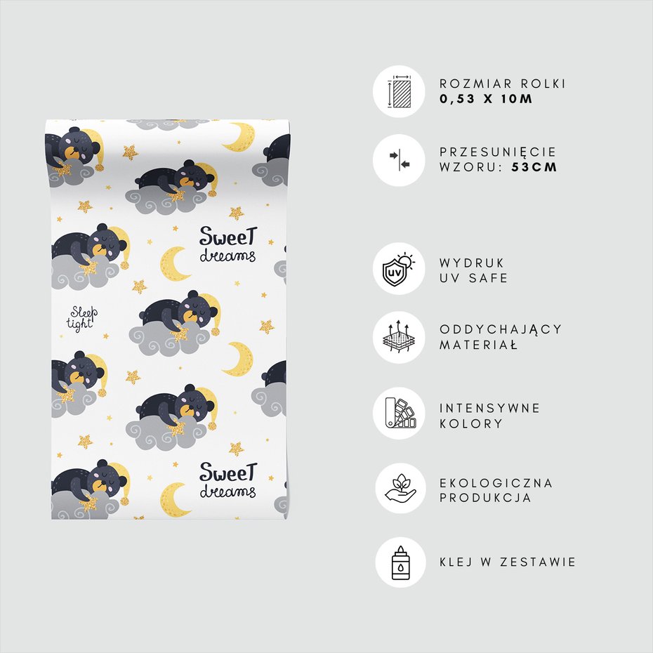 Tapeta - dziecięca, chmura, niedźwiedź, sen