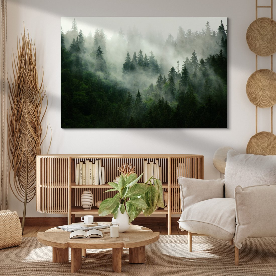 Obraz na płótnie - las, mgła, drzewa