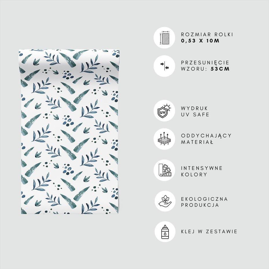 Tapeta - liście, gałązki, kropki