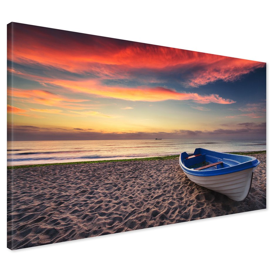 Obraz na płótnie - plaża, łódka, morze