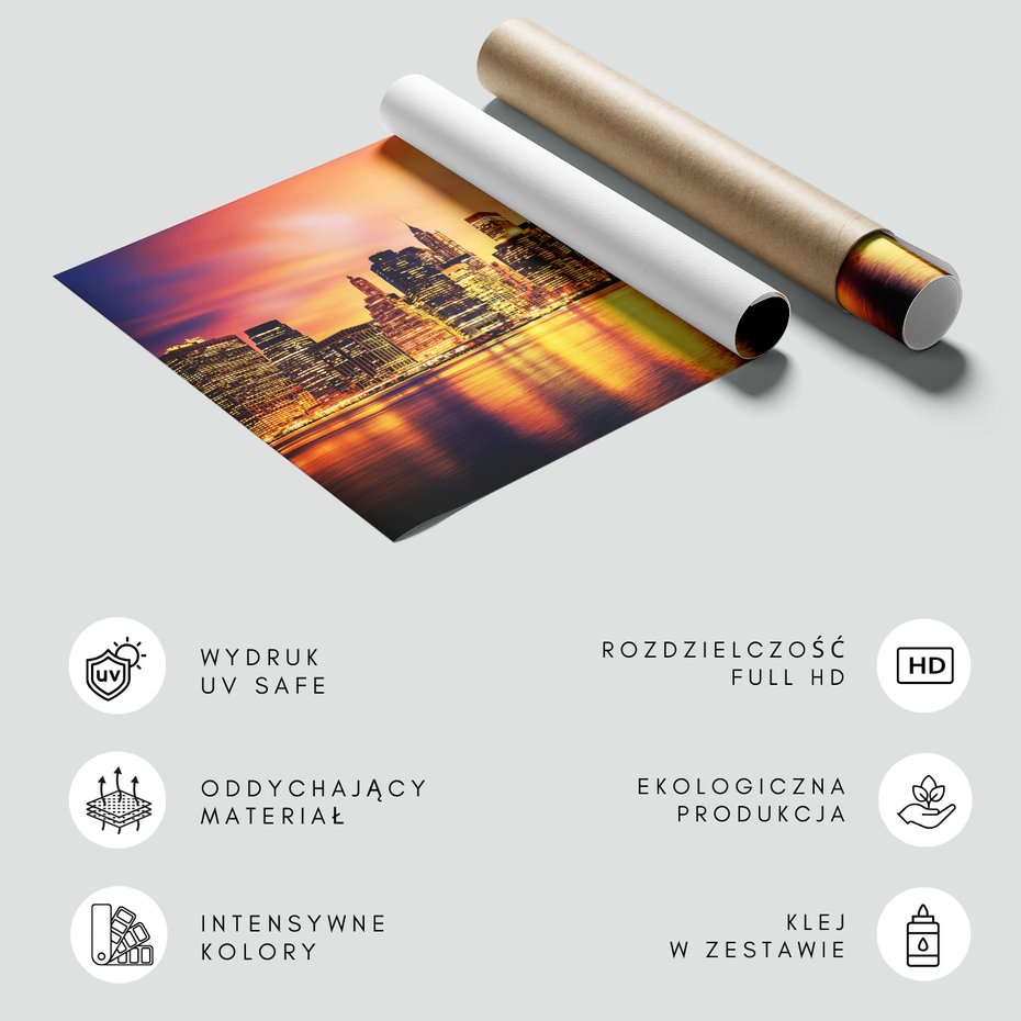 Fototapeta - miasto, noc, woda