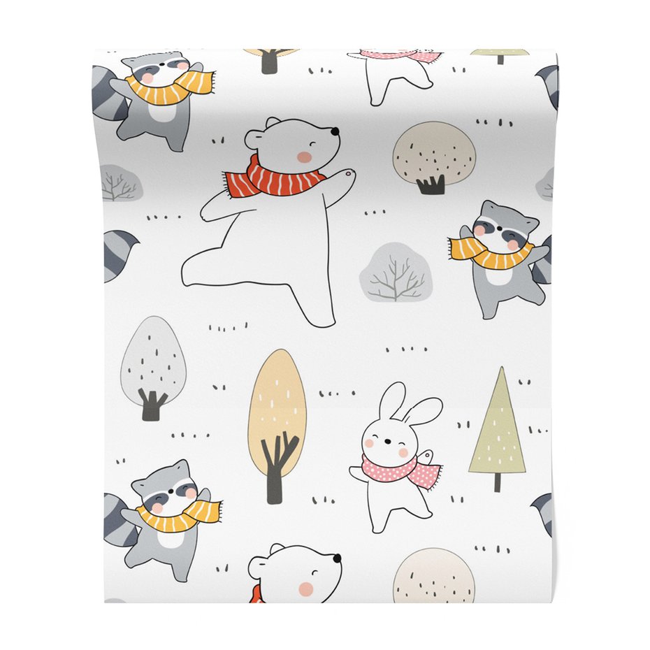 Tapeta - dziecięca, szalik, miś, drzewo