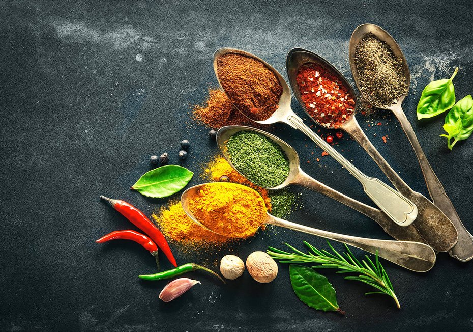 Fototapeta - przyprawy, jedzenie, łyżki