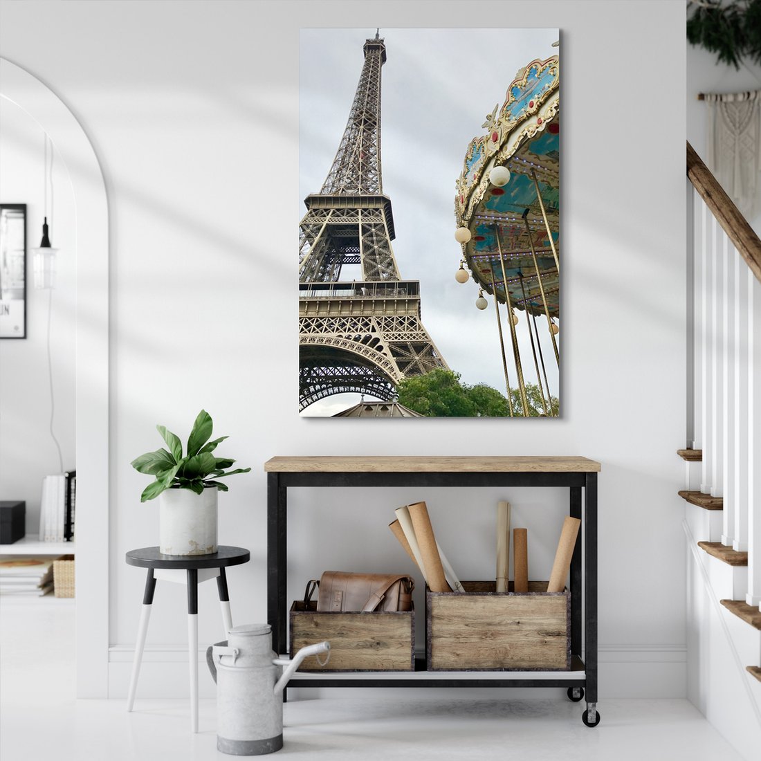 Obraz na płótnie - Paryż, Wieża Eiffla, karuzela