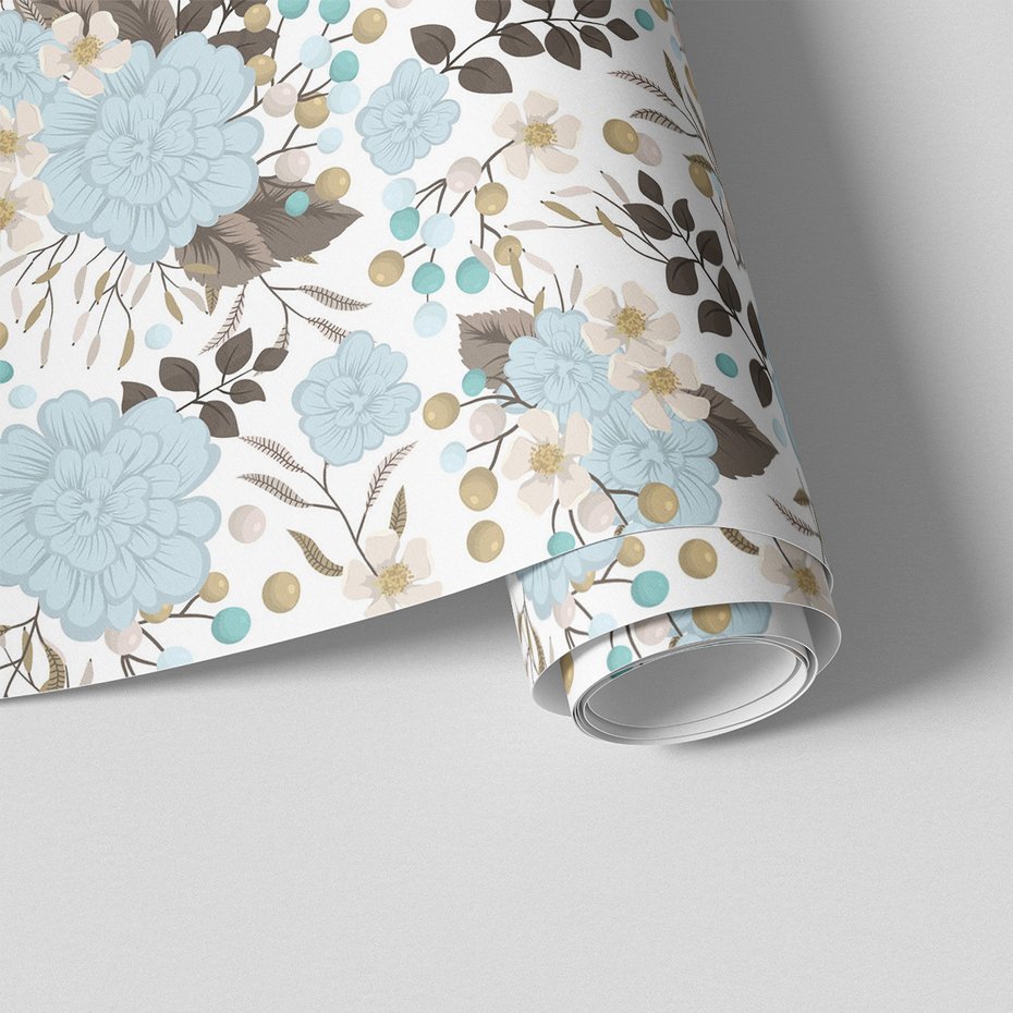 Tapeta - kwiaty, liście, gałązki