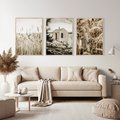 Zestaw obrazy w ramie, plakaty - natura, dom, rośliny - rama drewno