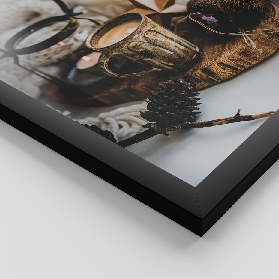 Zestaw obrazy w ramie, plakaty - kawa, świece, dekoracje - rama czarna