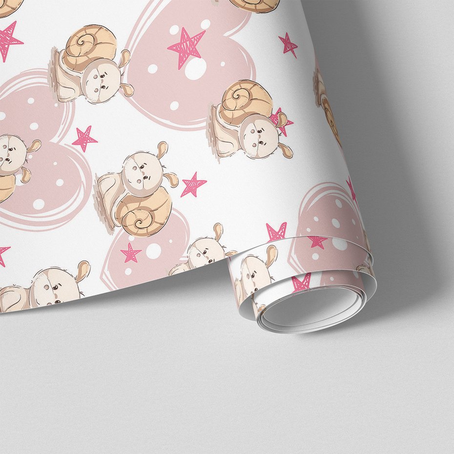 Tapeta - dziecięca, ślimak, serce, gwiazda